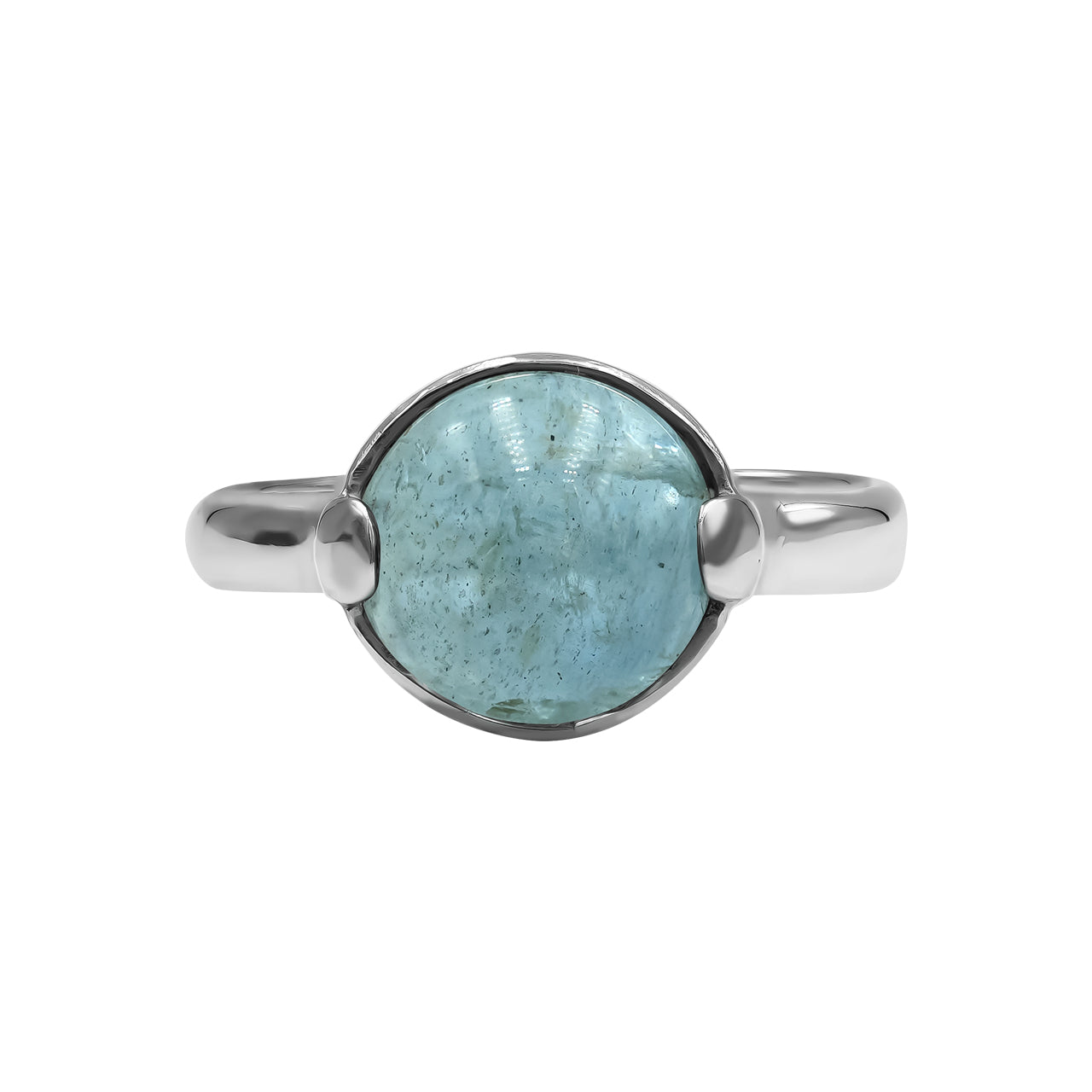 Starborn Aquamarine Sphere Ring with Silver Band in Sterling Silver