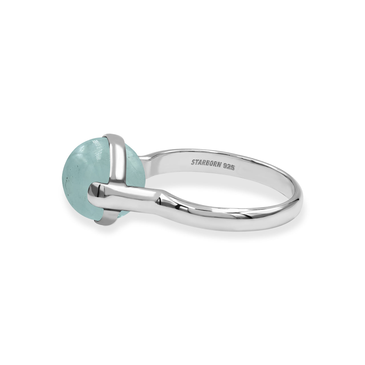 Starborn Aquamarine Sphere Ring with Silver Band in Sterling Silver