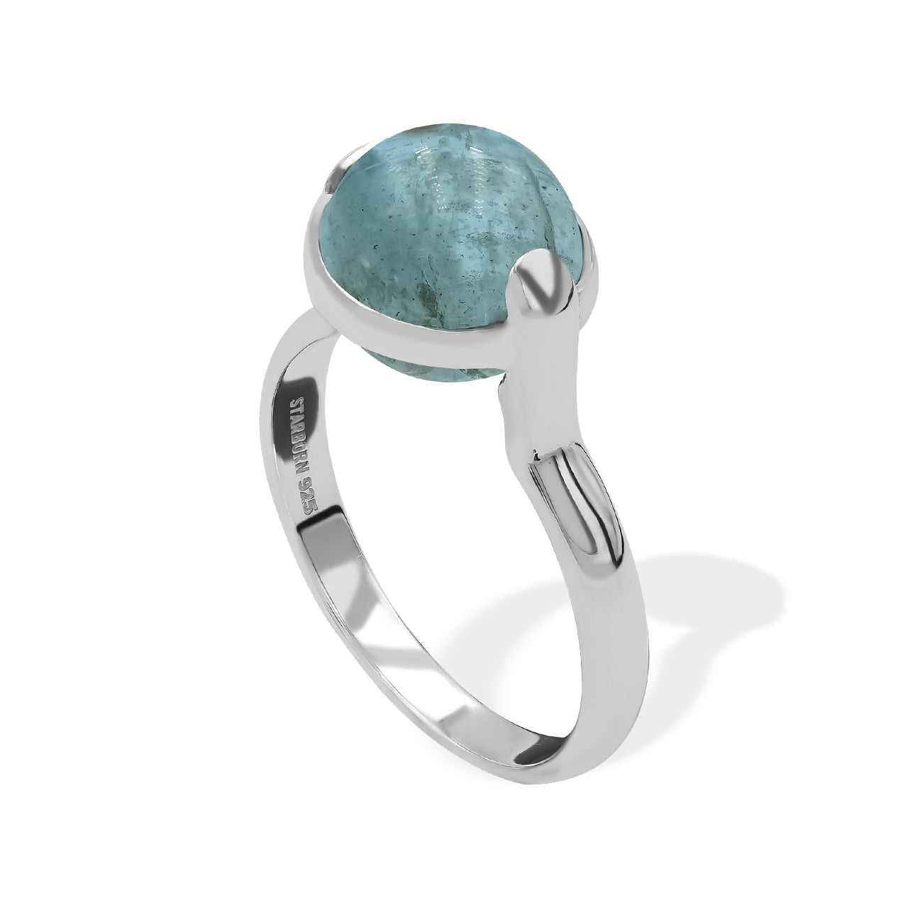 Starborn Aquamarine Sphere Ring with Silver Band in Sterling Silver