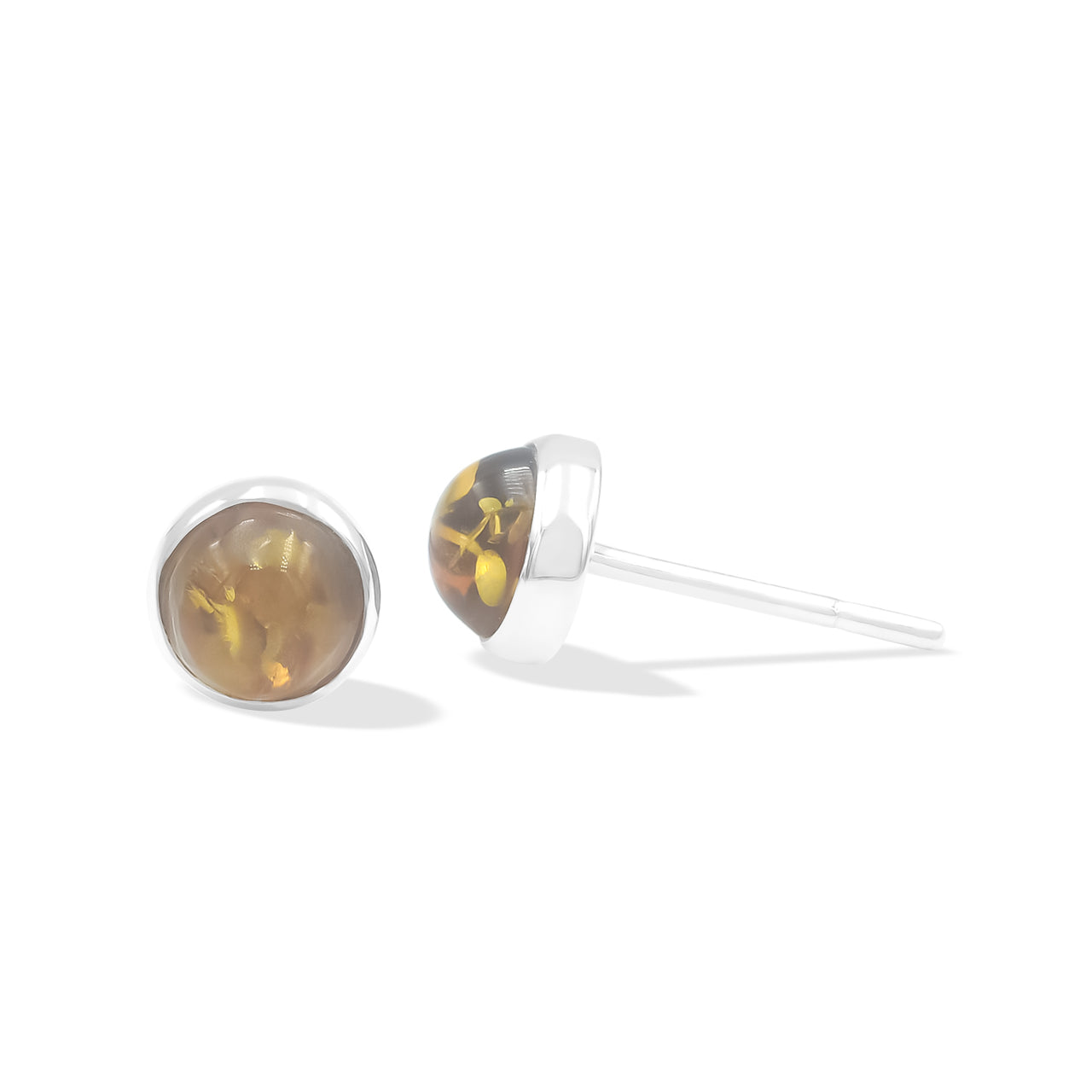 Starborn Baltic Amber 7mm Micro Post Earrings in Sterling Silver