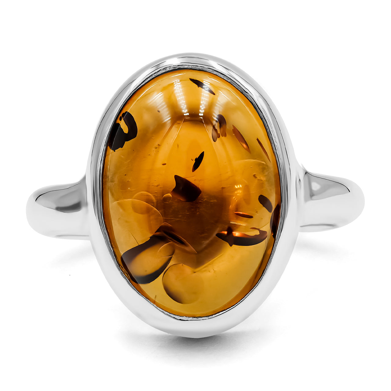 Starborn Baltic Amber Oval Shaped Ring in Sterling Silver