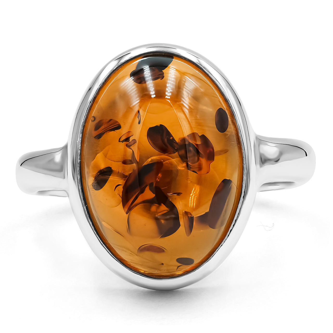 Starborn Baltic Amber Oval Shaped Ring in Sterling Silver