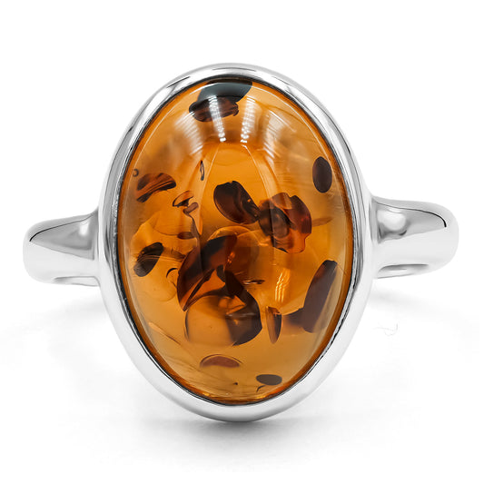 Starborn Baltic Amber Oval Shaped Ring in Sterling Silver
