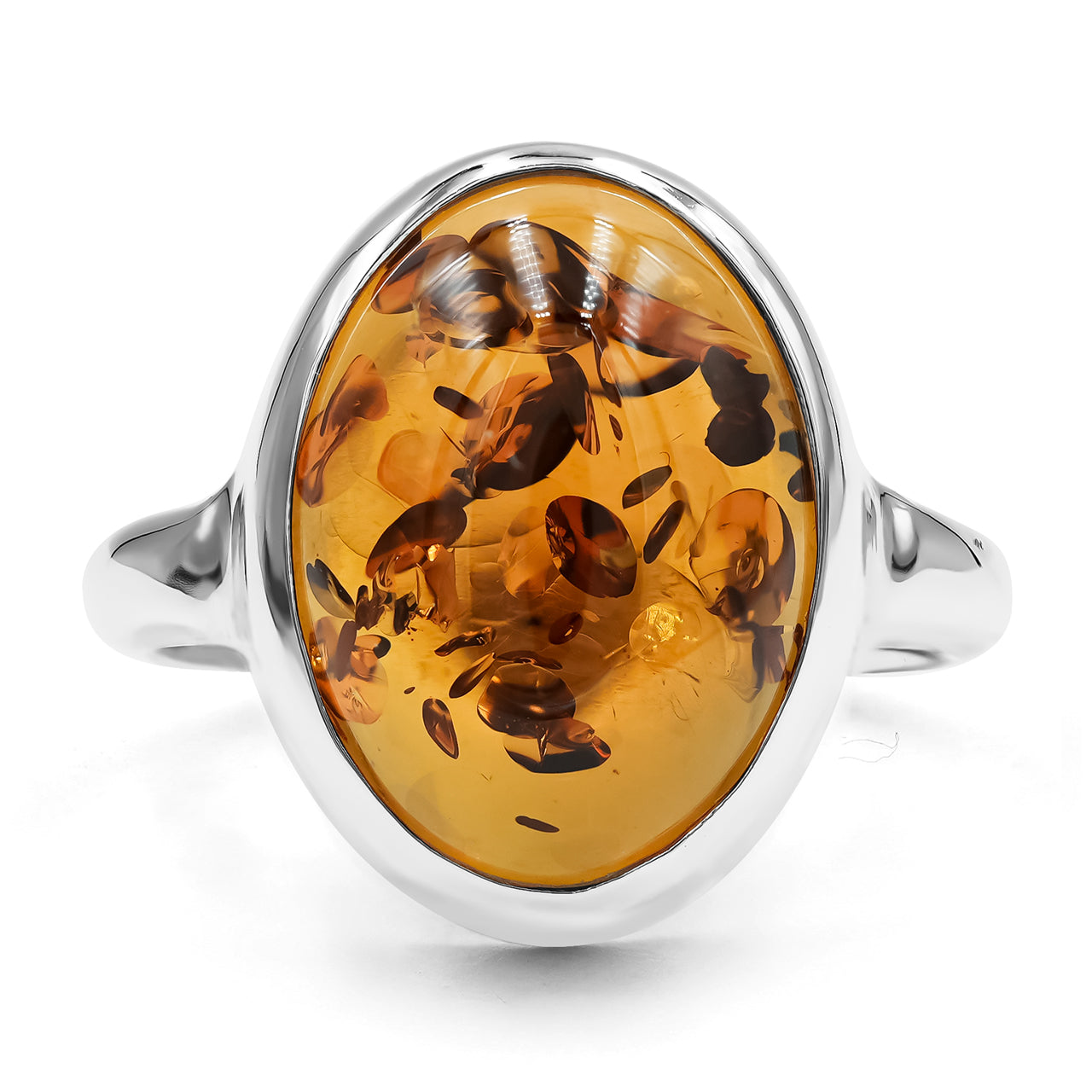 Starborn Baltic Amber Oval Shaped Ring in Sterling Silver