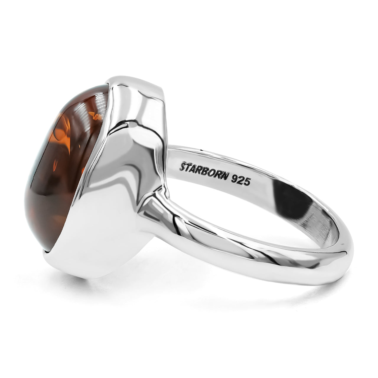 Starborn Baltic Amber Oval Shaped Ring in Sterling Silver
