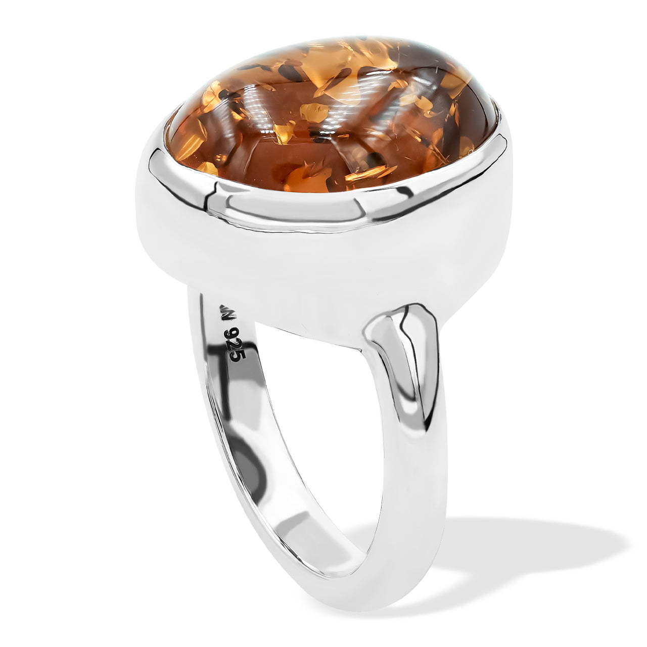 Starborn Baltic Amber Oval Shaped Ring in Sterling Silver