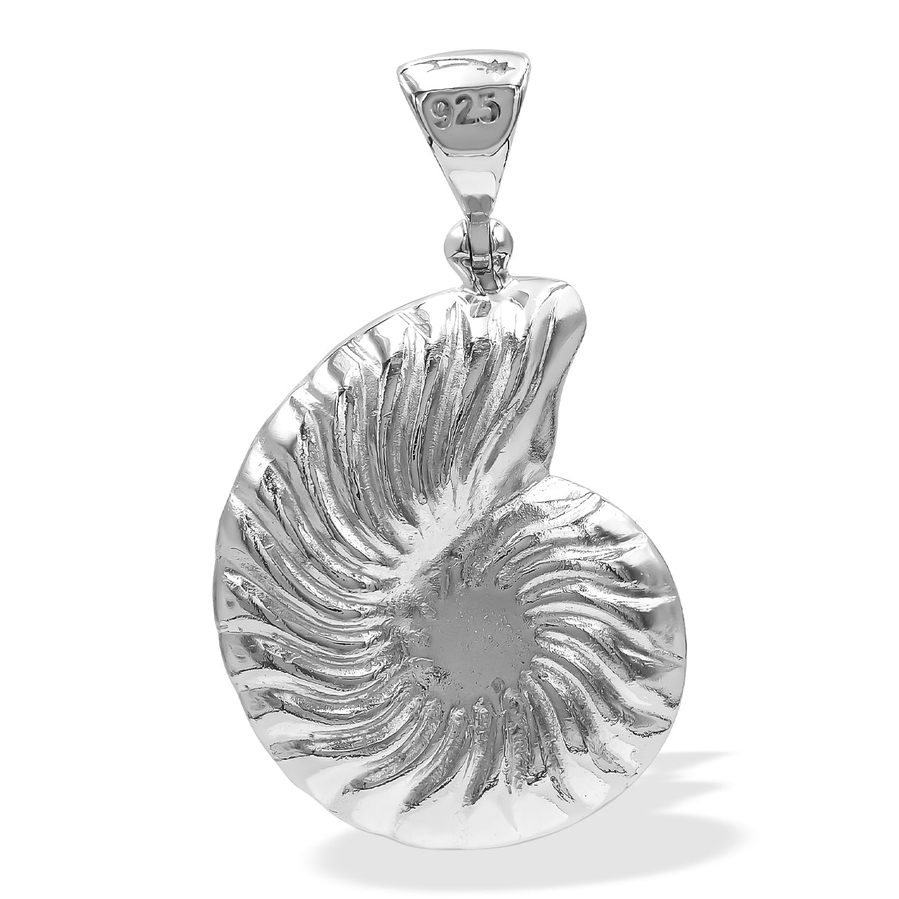 Starborn Bumblebee Jasper Inlay Nautilus Ammonite Pendant in Sterling Silver