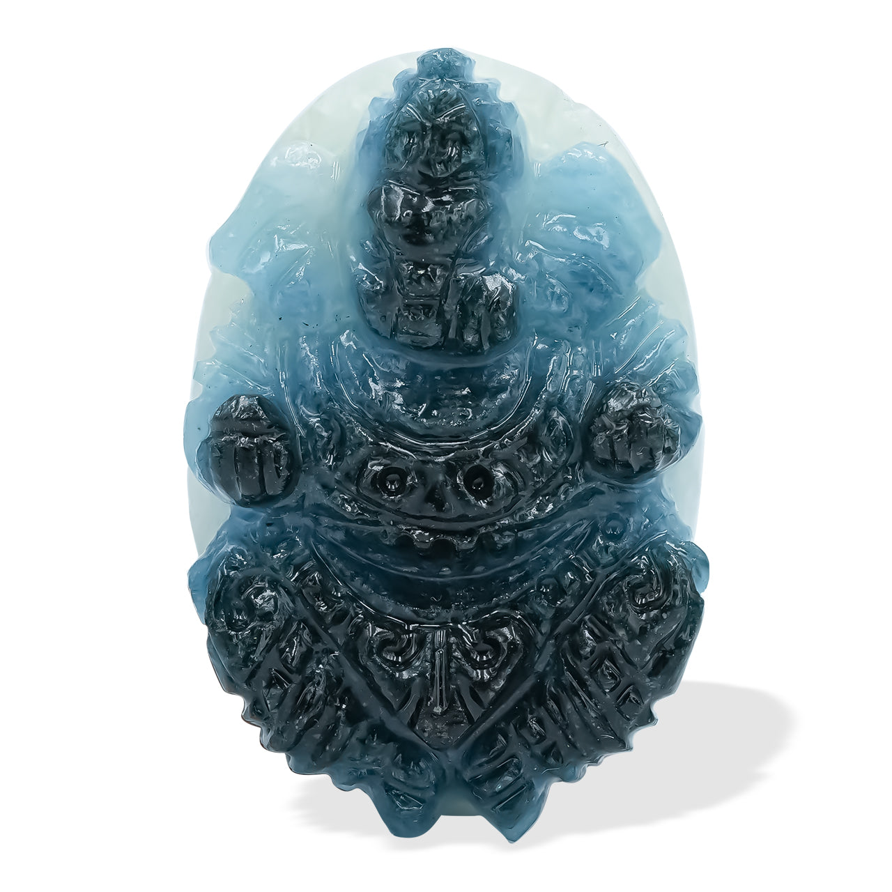 Starborn Blue Ice Glacierite Oval Shaped Hand Carved Ganesha Cabochon