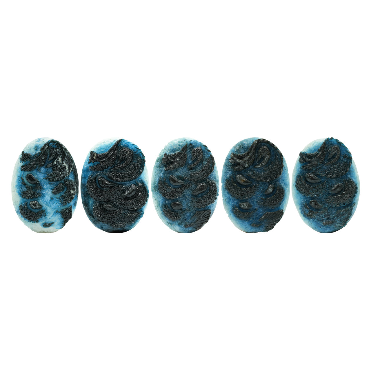 Starborn Carved Oval Shaped Blue Ice Glacierite Dragon Carving 50-51 mm - 1 piece