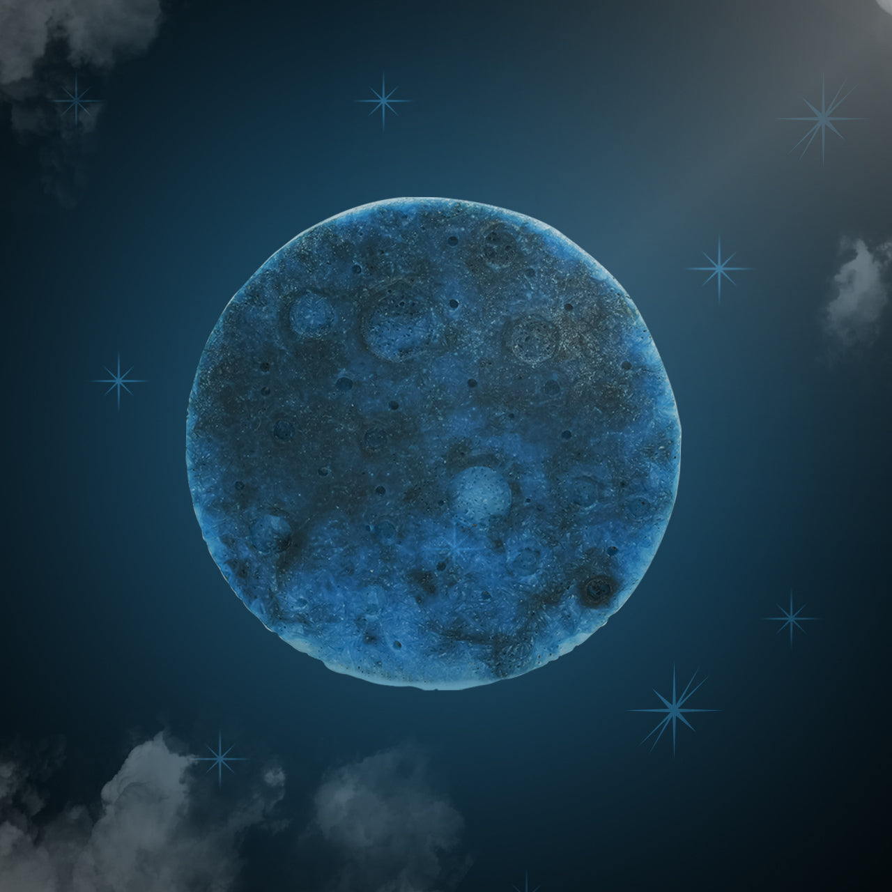 Starborn Blue Ice Glacierite Moon Carving 69-70 mm - 1 piece