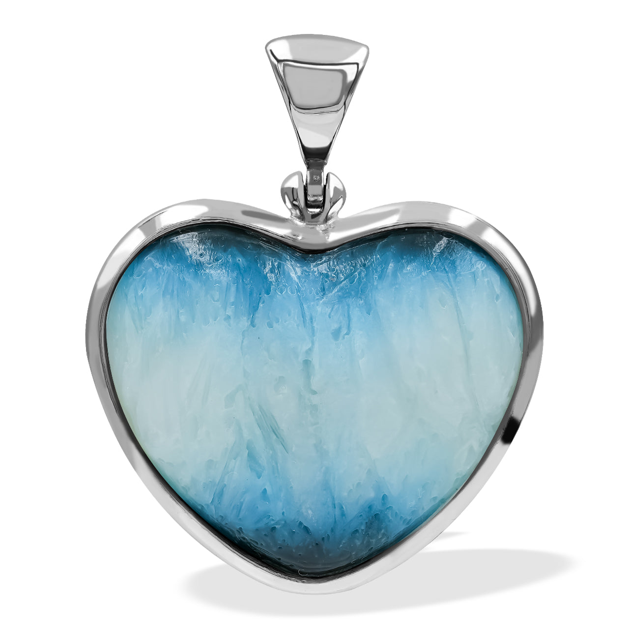 Starborn Blue Ice Glacierite Heart Shaped Pendant in Sterling Silver