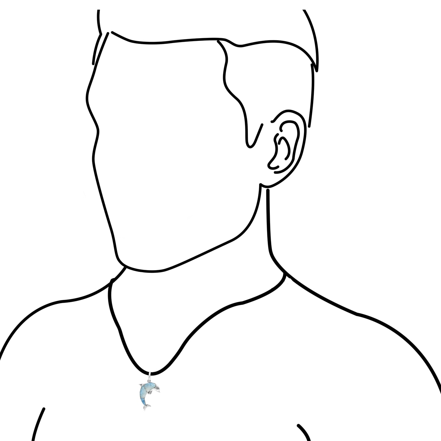 Starborn Gemstone Inlay Dolphin Pendant in Sterling Silver