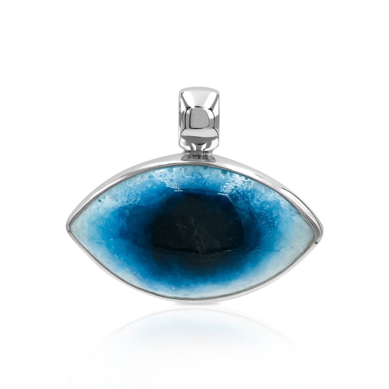 Starborn Blue Ice Glacierite Eye Shaped Pendant in Sterling Silver