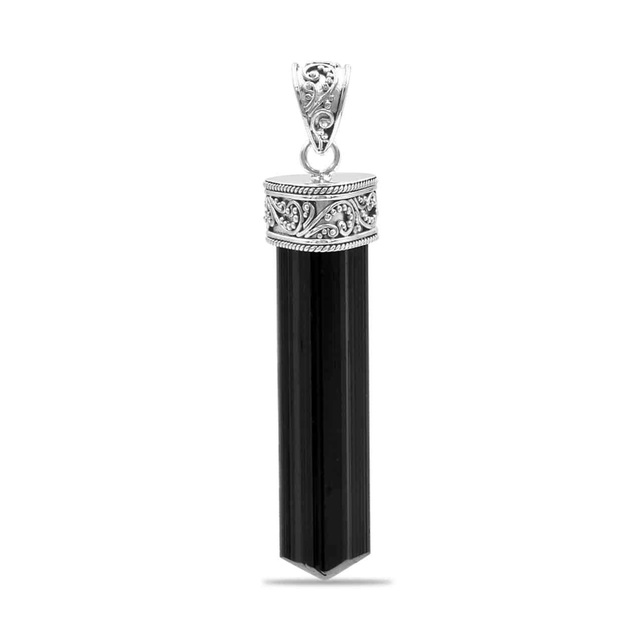 Starborn Black Tourmaline Crystal Pendant in Sterling Silver