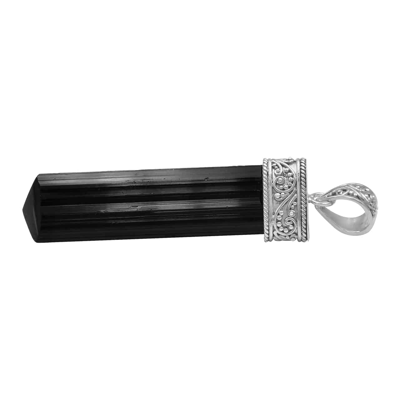 Starborn Black Tourmaline Crystal Pendant in Sterling Silver