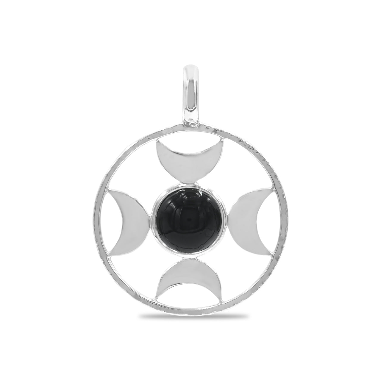 Starborn Sphere Gemstones Directional Crescent Moon Pendant in Sterling Silver - Large