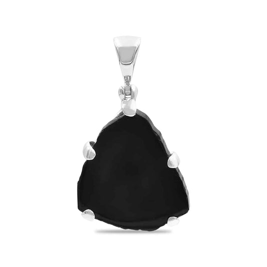 Starborn Black Tourmaline Crystal Slice Pendant in Sterling Silver