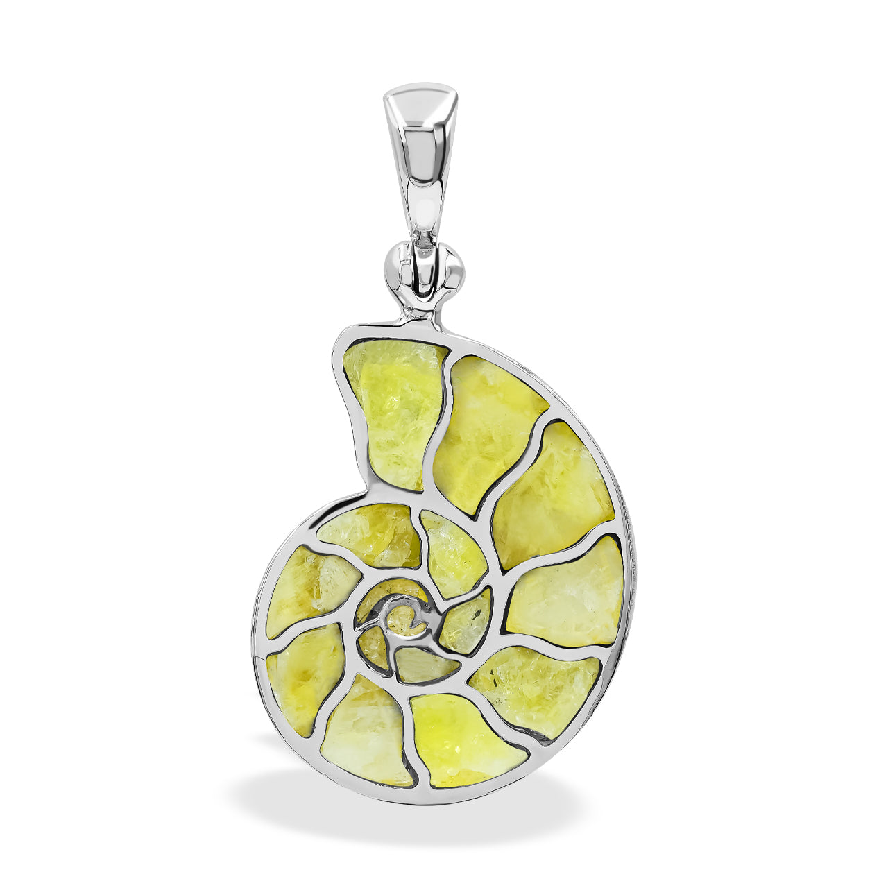 Starborn Brucite Inlay Nautilus Pendant in Sterling Silver