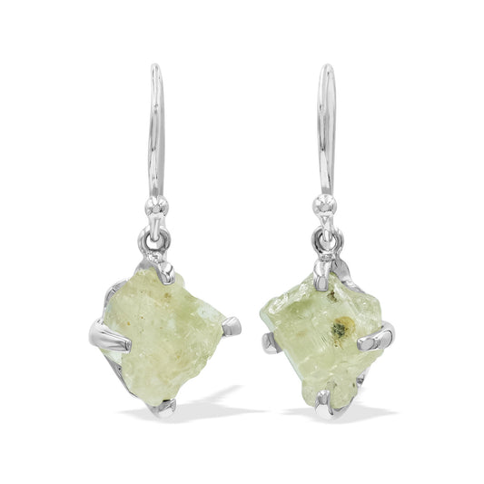 Starborn Rough Brazilianite Dangle Earrings in Sterling Silver