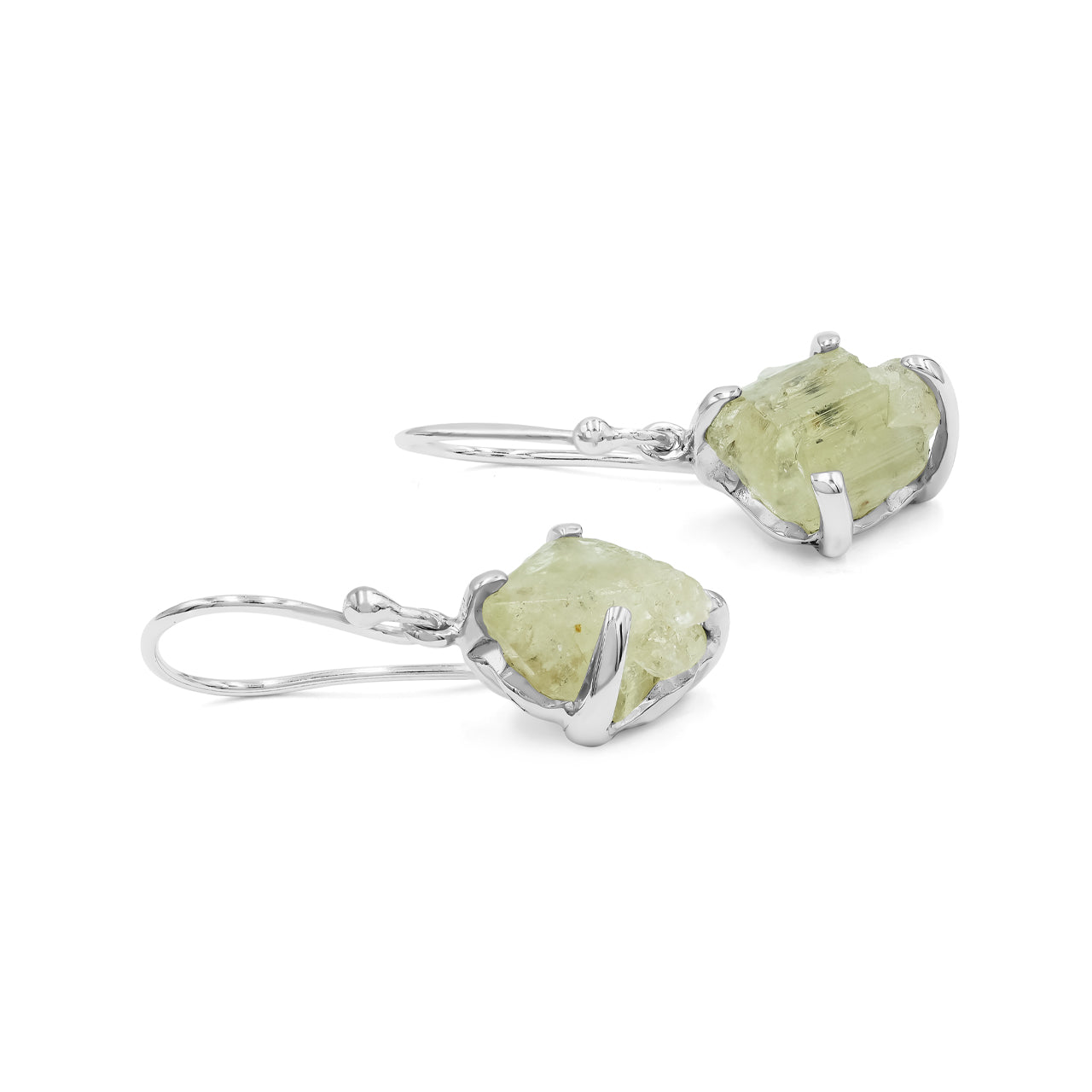 Starborn Rough Brazilianite Dangle Earrings in Sterling Silver