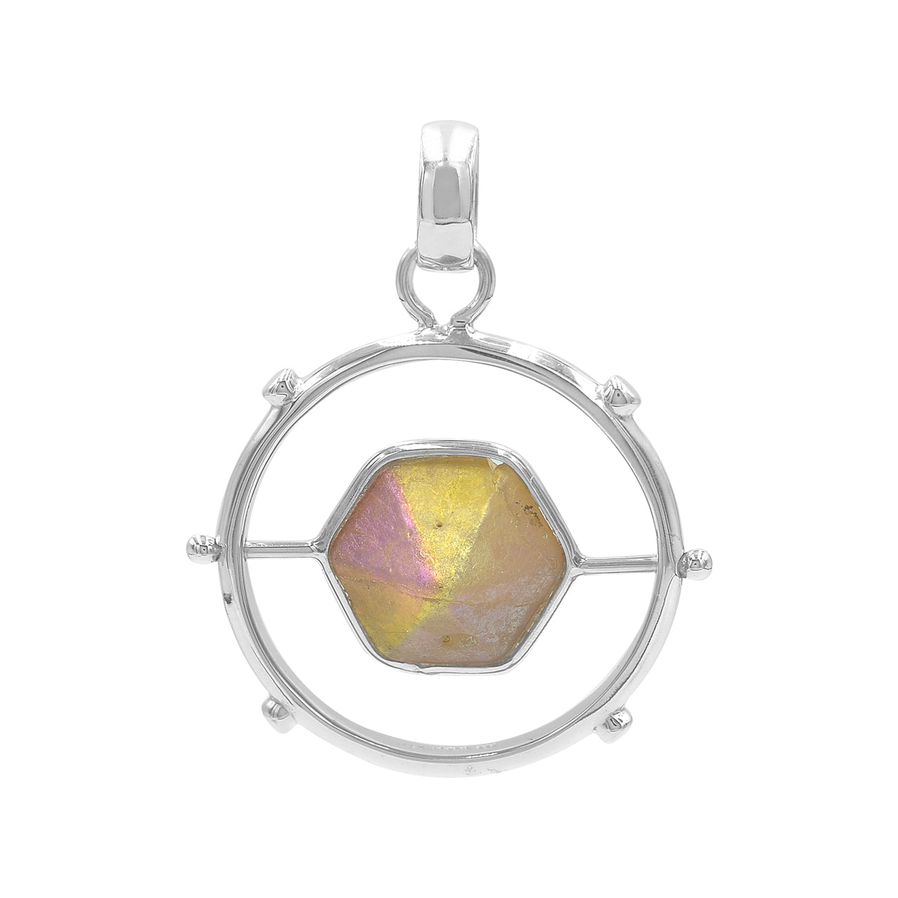 Starborn Large Beta Quartz Crystal Spinner Pendant in Sterling Silver