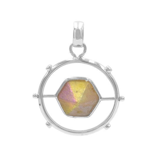 Starborn Large Beta Quartz Crystal Spinner Pendant in Sterling Silver