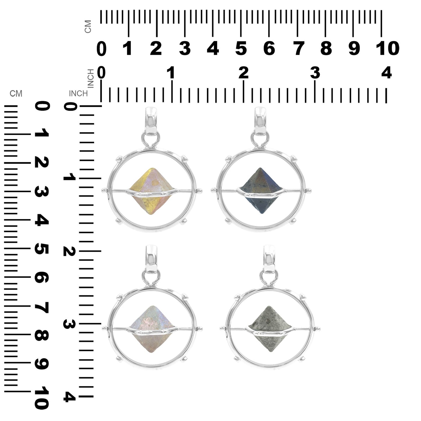 Starborn Large Beta Quartz Crystal Spinner Pendant in Sterling Silver
