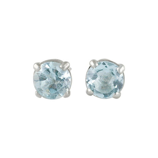 Starborn Faceted Blue Topaz Sterling Silver Post Earrings