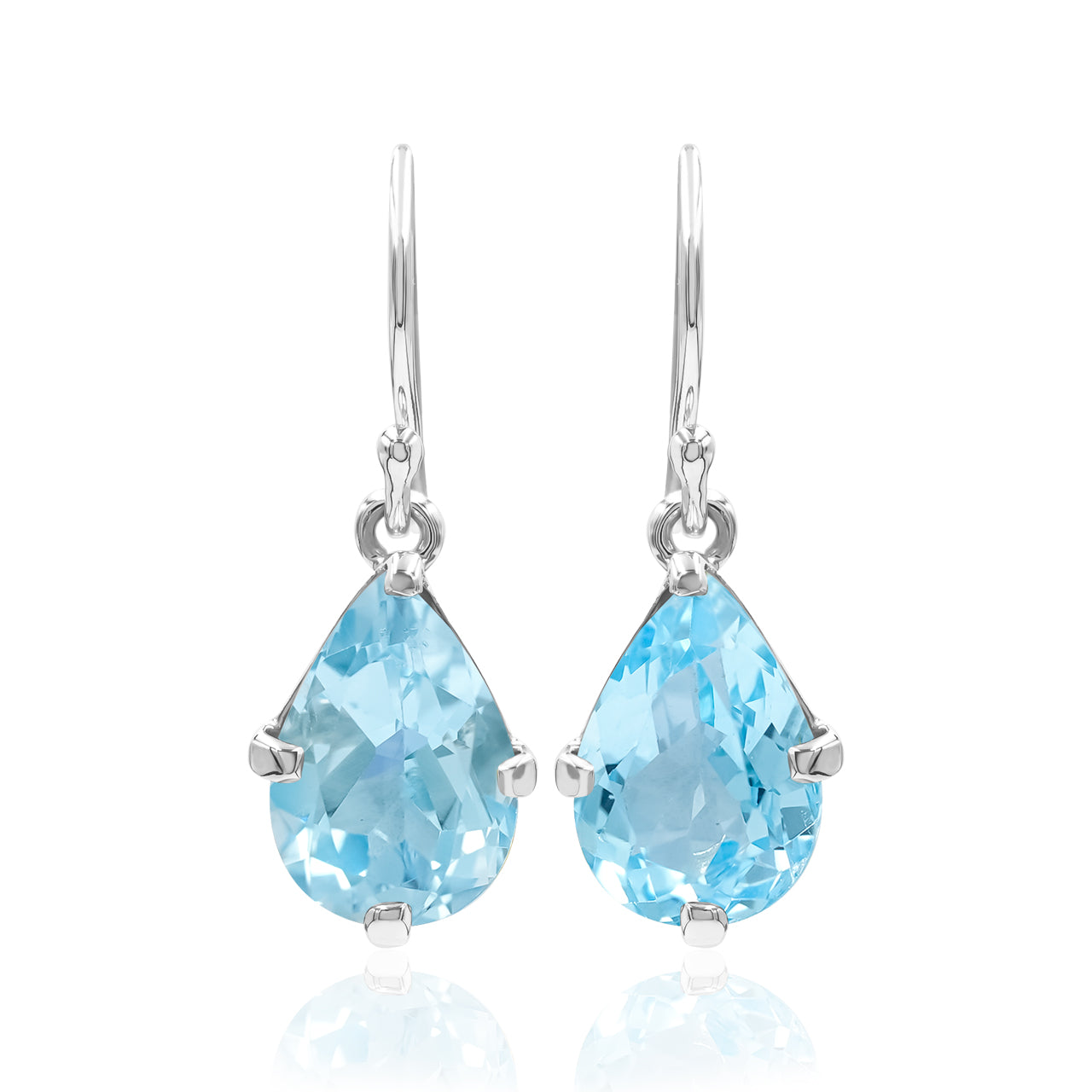 Starborn Pear Faceted Gemstones Dangle Earrings in Fine Sterling Silver