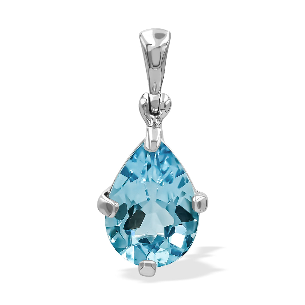 Starborn Blue Topaz Pear-Shape Pendant in Fine Sterling Silver