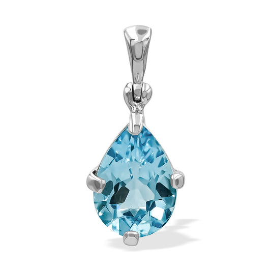 Starborn Blue Topaz Pear-Shape Pendant in Fine Sterling Silver