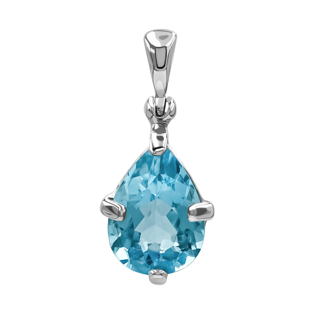 Starborn Blue Topaz Pear-Shape Pendant in Fine Sterling Silver