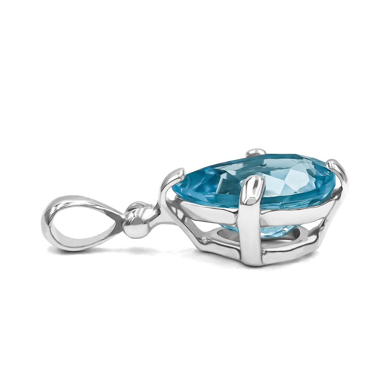 Starborn Blue Topaz Pear-Shape Pendant in Fine Sterling Silver