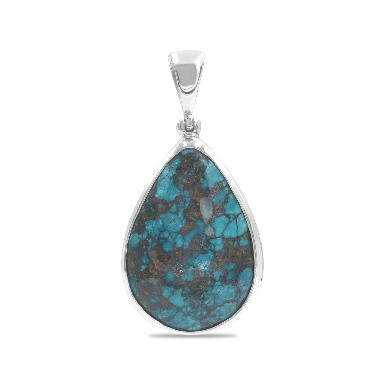 Starborn Chrysocolla Pear Pendant in Sterling Silver
