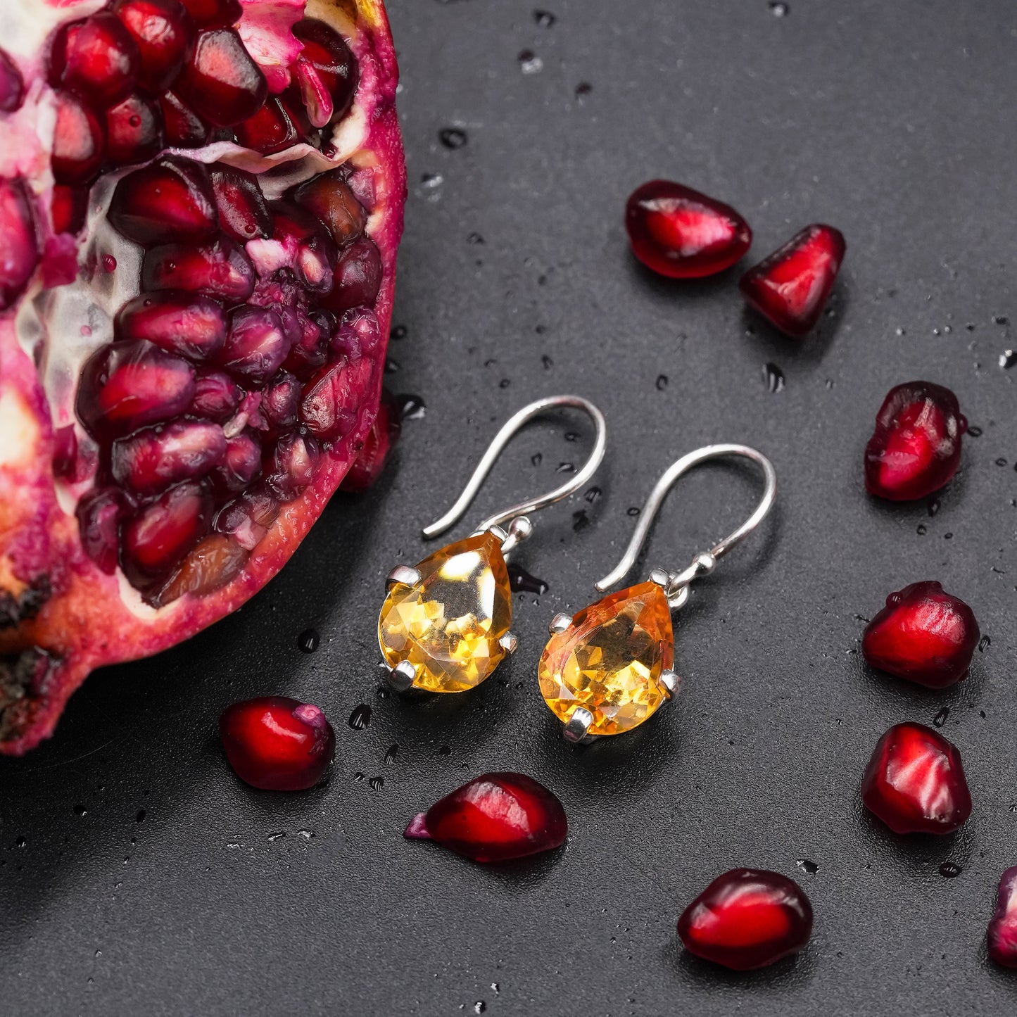 Starborn Pear Faceted Gemstones Dangle Earrings in Fine Sterling Silver