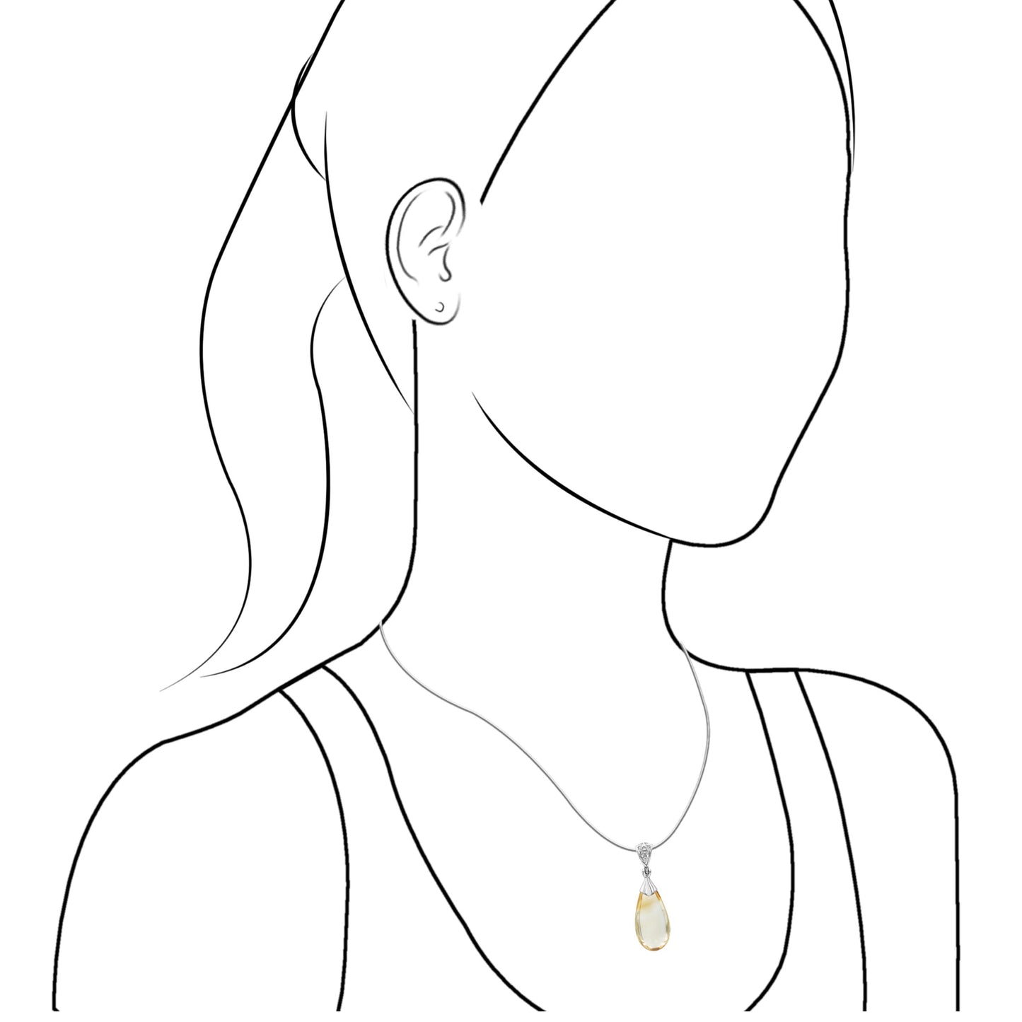Starborn Citrine Teardrop Pendant in Sterling Silver