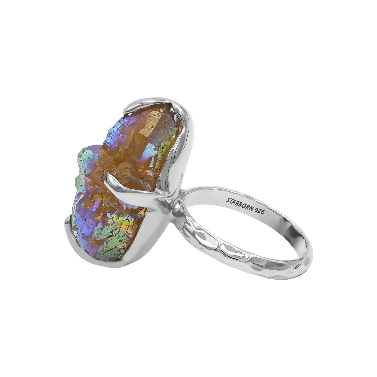 Starborn Aura Star Citrine Prong Set Ring in Sterling Silver