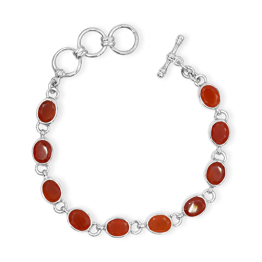 Starborn Faceted Carnelian Bracelet in Sterling Silver