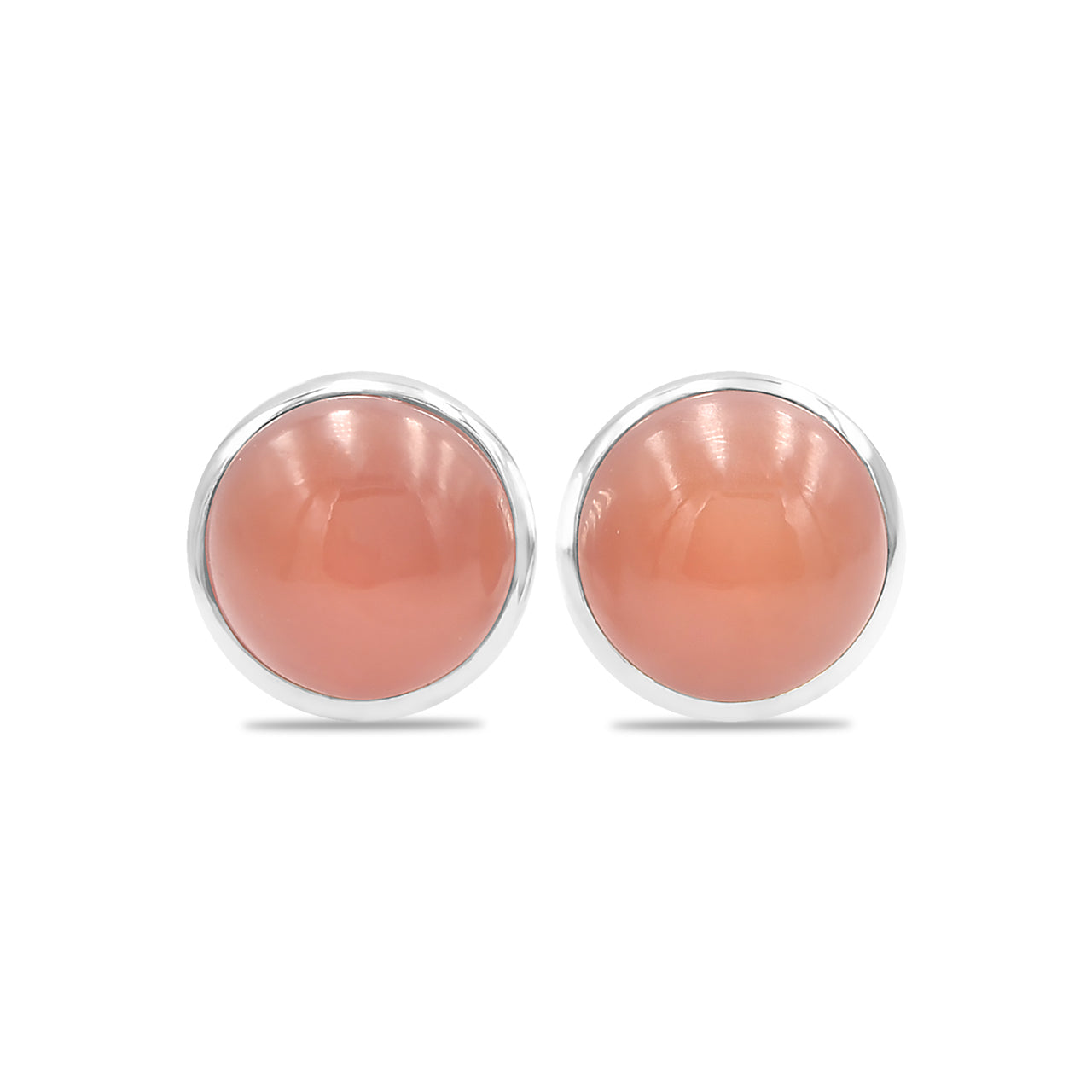 Starborn Carnelian Round Cabochon Single Bezel Post Earrings in Sterling Silver