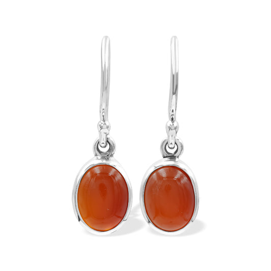 Starborn Carnelian Oval Earrings in Sterling Silver