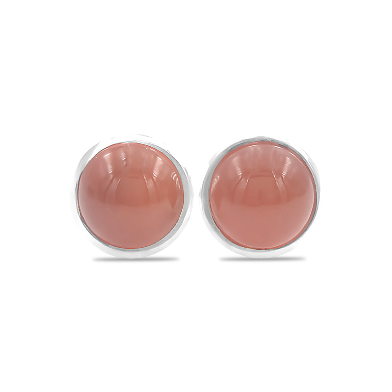 Starborn Carnelian Round Cabochon Single Bezel Post Earrings in Sterling Silver