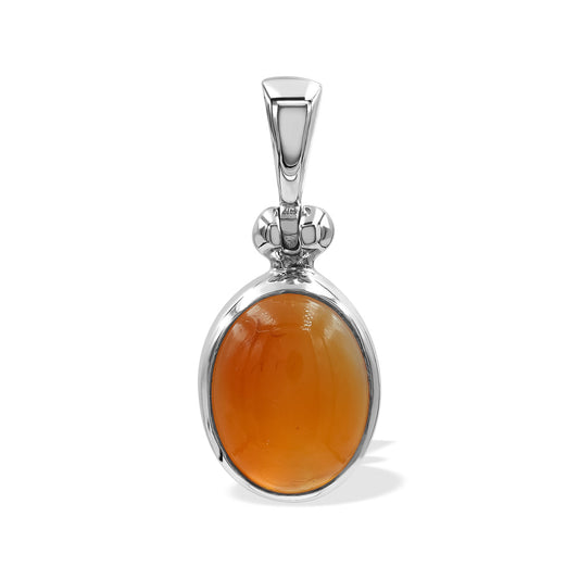 Starborn Carnelian Polished Oval Pendant in Sterling Silver