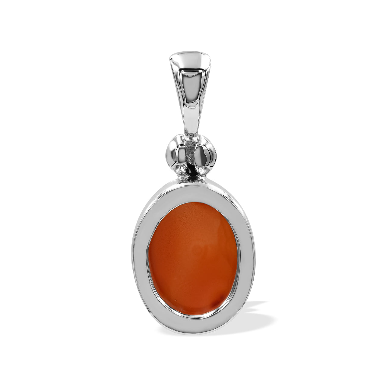 Starborn Carnelian Polished Oval Pendant in Sterling Silver