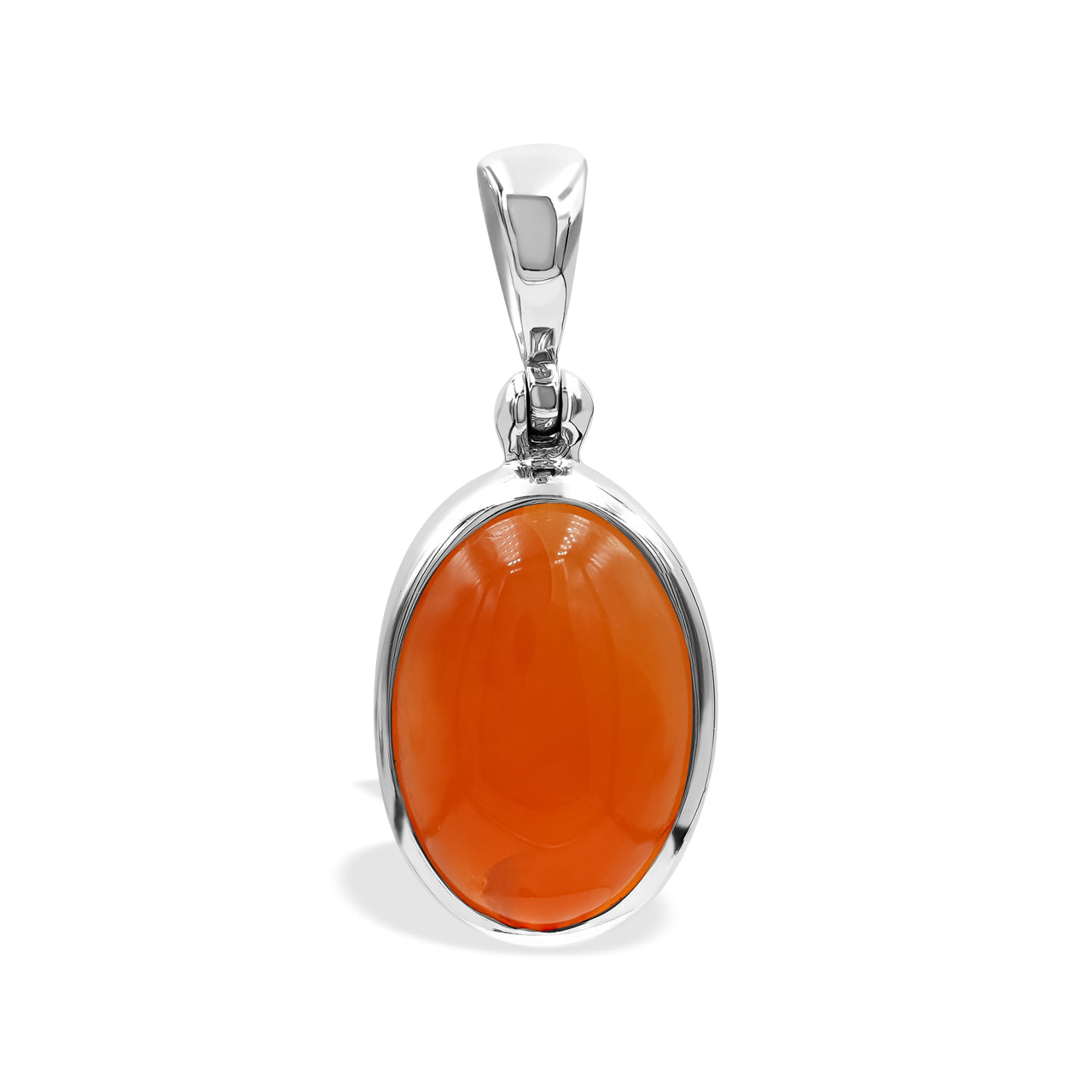 Starborn Carnelian Polished Oval Pendant in Sterling Silver