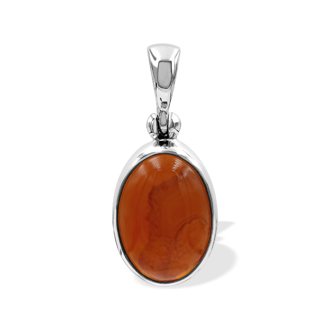 Starborn Carnelian Polished Oval Pendant in Sterling Silver