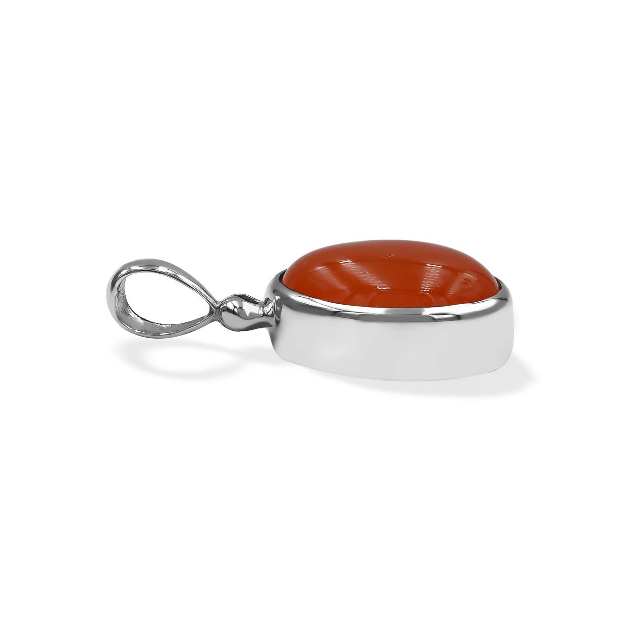 Starborn Carnelian Polished Oval Pendant in Sterling Silver