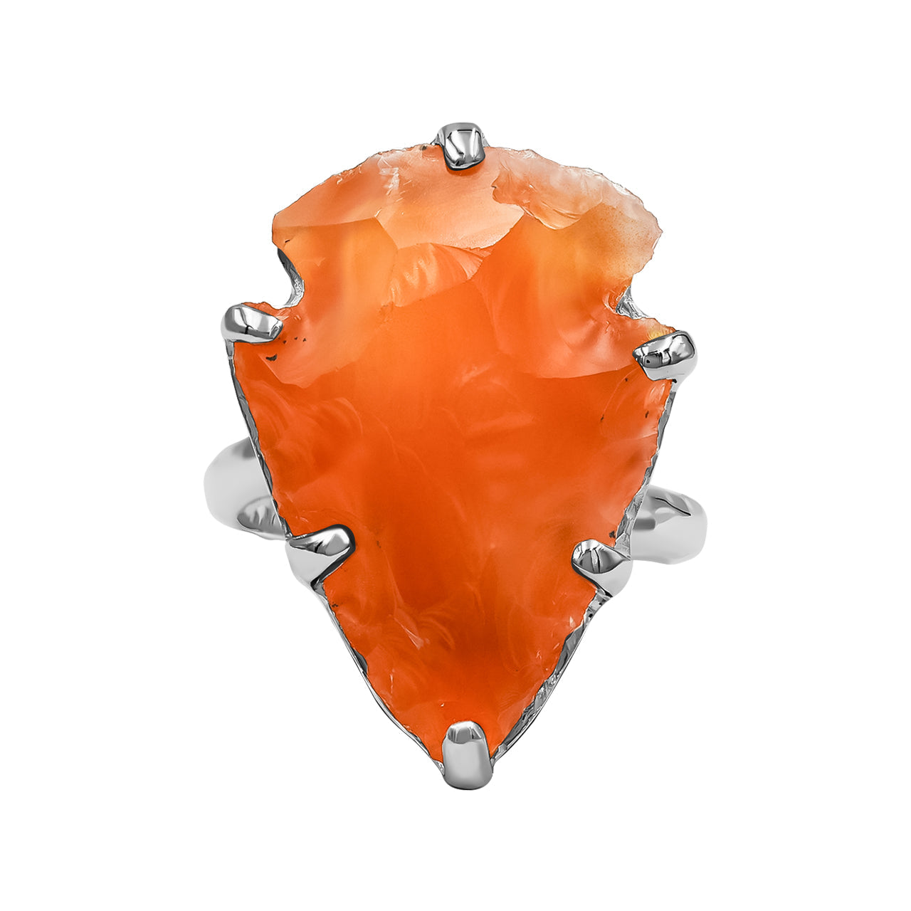 Starborn Carnelian Arrowhead Prong Set Ring in Sterling Silver
