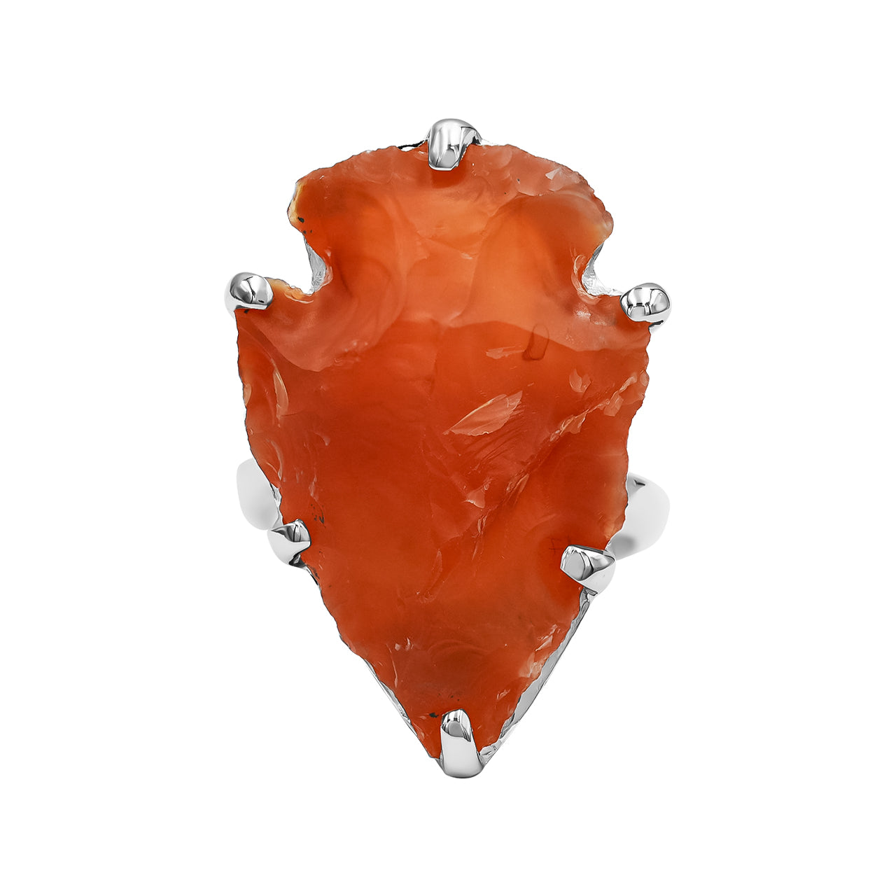 Starborn Carnelian Arrowhead Prong Set Ring in Sterling Silver