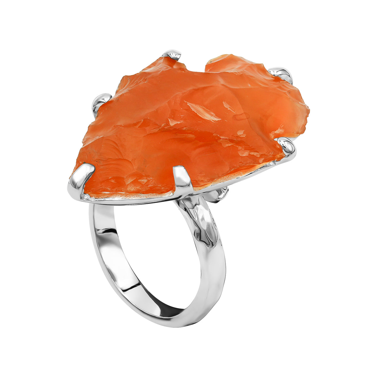 Starborn Carnelian Arrowhead Prong Set Ring in Sterling Silver