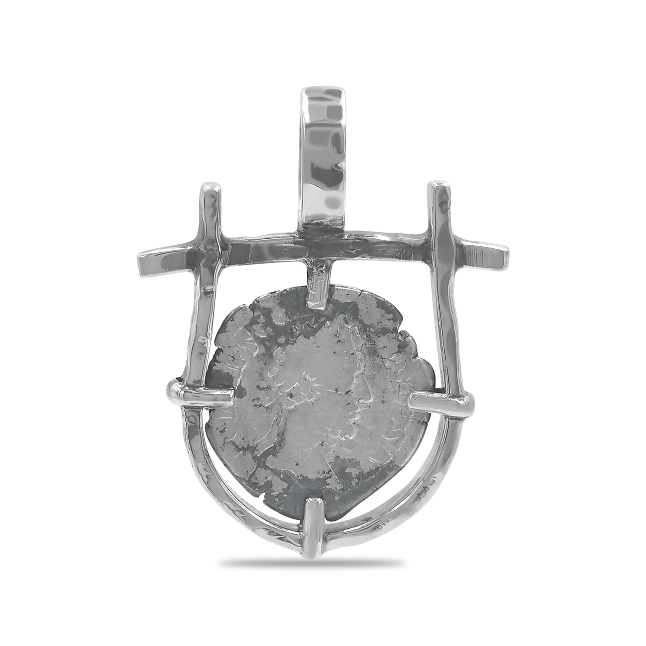 Starborn Roman Denarius Silver Coin Pendant [80-220 AD] with Frame in Sterling Silver